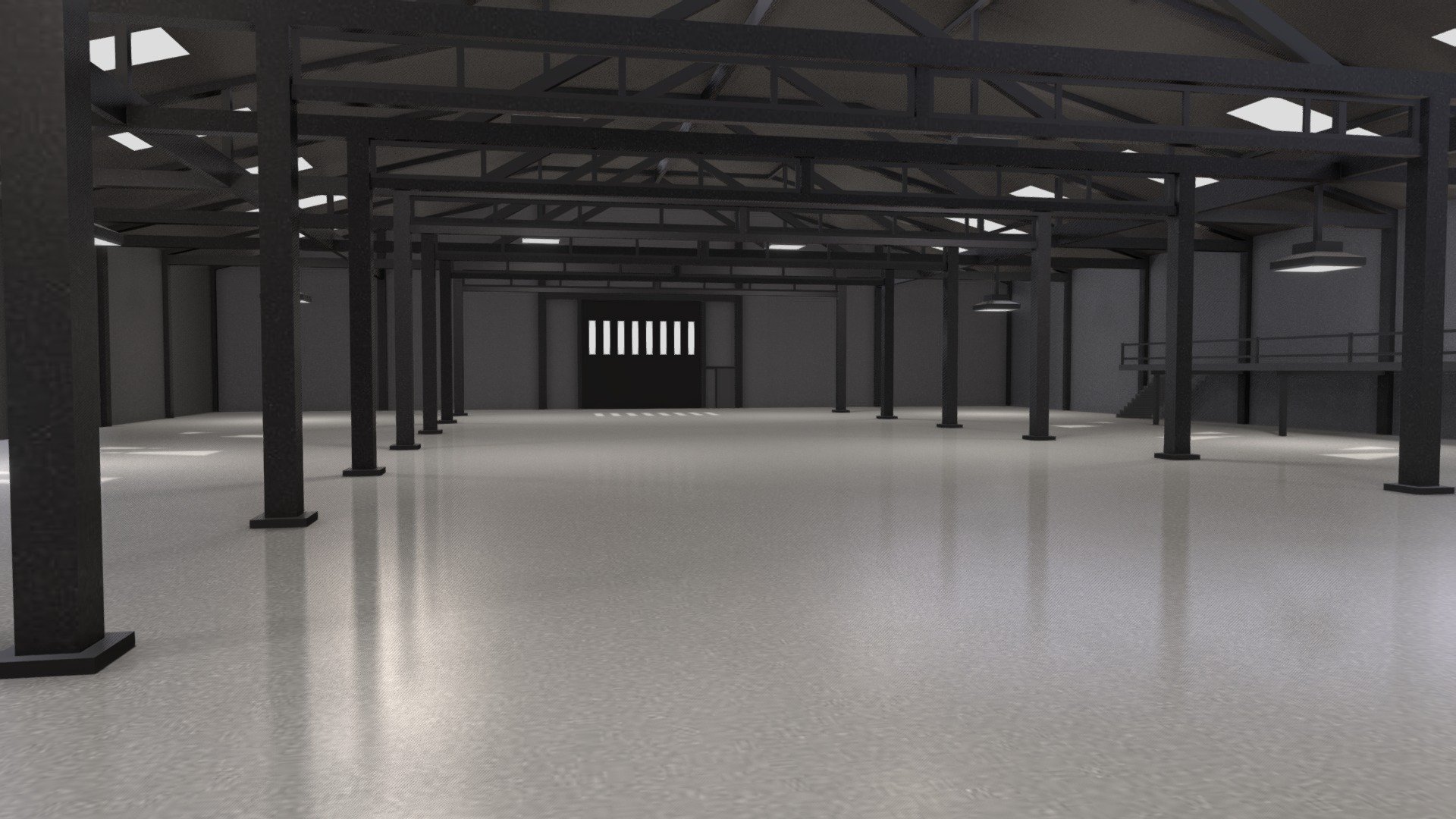 Large Empty Warehouse or Showroom - Large Empty Warehouse or Showroom - Buy Royalty Free 3D model by jimbogies 3d model