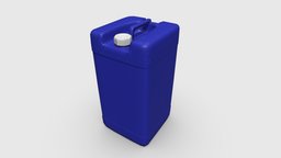 Industrial Plastic Drum package, gallon, low-poly, asset, pbr, plastic, industrial, noai