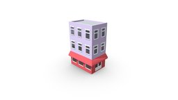 Two Floor Building With Shop (Low Poly)