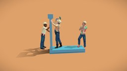 Construction Workers Low-Poly Static Set polygonal, posed, fixed, static, optimized, task, workers, character, low-poly, 3d, lowpoly, low, poly, model, man, construction