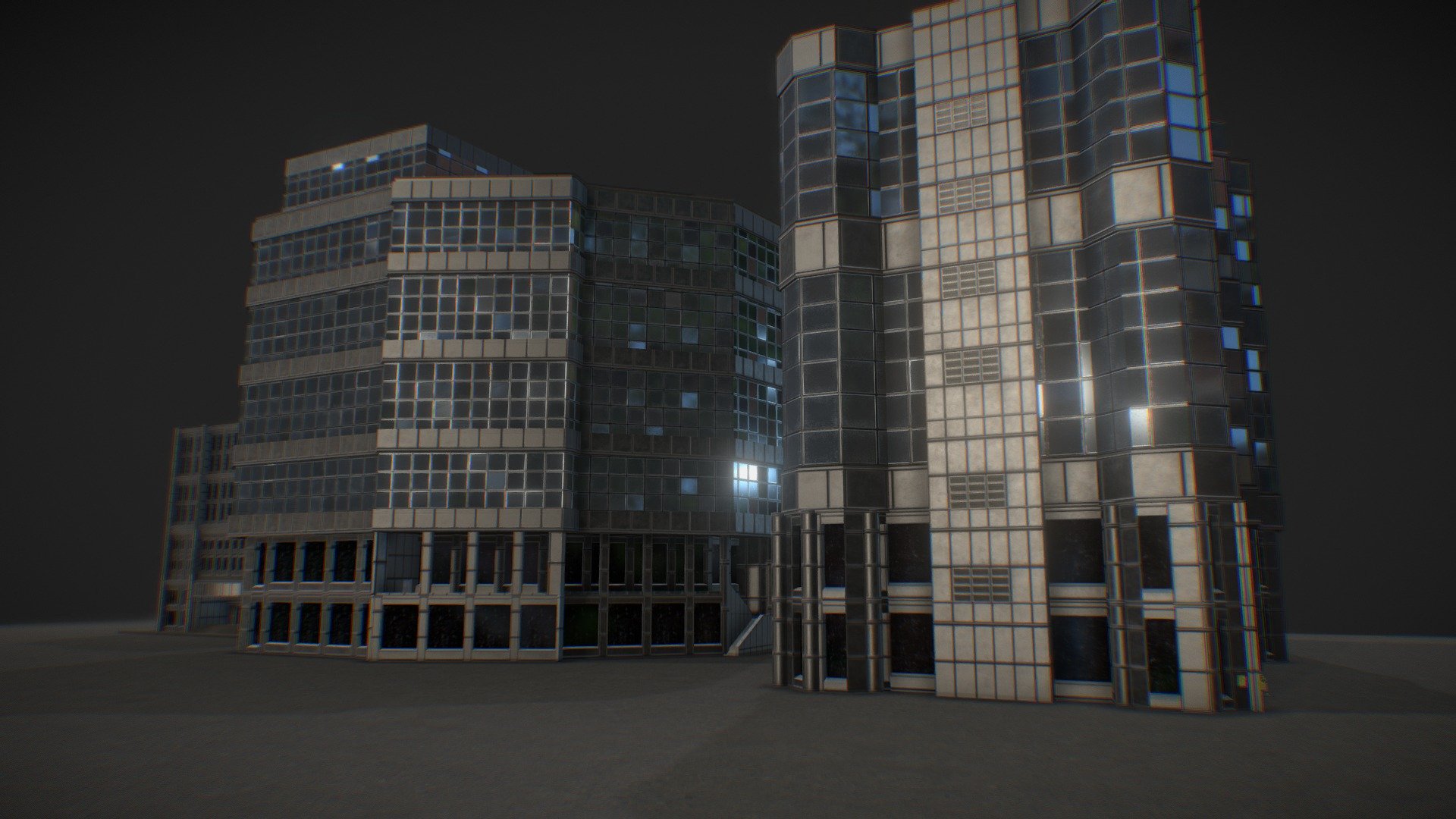 Office buildings for the game Eximuis. Players may go up to the 2nd floor belcony on one of the buildings - Mdec Buildings - 3D model by Ammobox-Zhaf (@Zhafri) 3d model