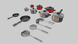 kitchen utensils asset pack scene, room, instrument, food, pot, pack, fork, frying, pan, vr, spoon, realistic, kitchen, cooking, gameassets, highresolution, highquality, asset, game, lowpoly, gameasset, home, highpoly, gameready, cookpot