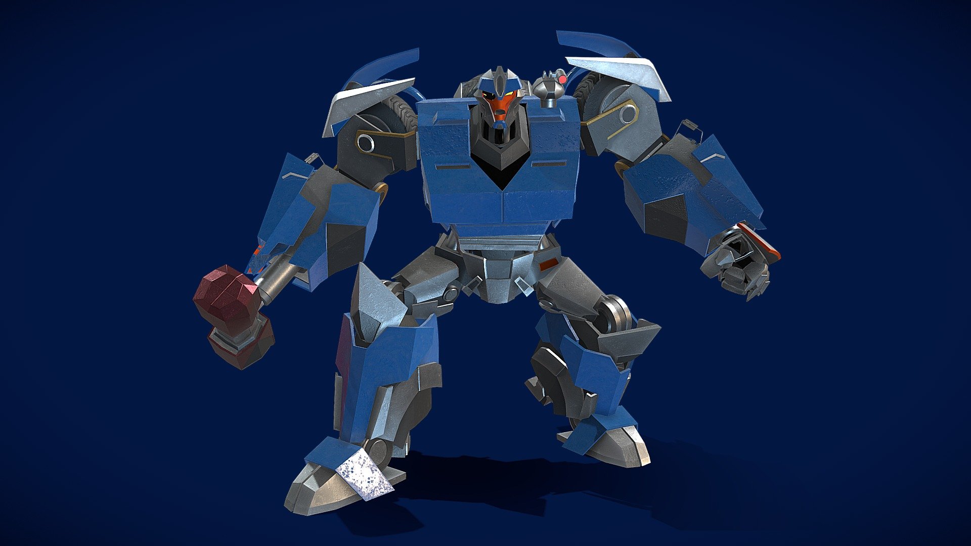 3D model rig of Breakdown, a Decepticon from the Transformers Prime series. With rigging and PBR materials, ensuring appropriate usability for animations and games.

The native file type is BLEND as it was created with Blender, however with OBJ, FBX as well as PBR textures provided, it will work with any 3D programs.

All rights of the Transformers brand belongs to Hasbro.

&mdash;NOTES&mdash;
For a more in depth look of the purchasable package, check out the portfolio post: https://www.artstation.com/artwork/aYLJk2

&mdash;DETAILS&mdash;

In this package includes:





Blender file (.BLEND) with armature rigging, proper materials and PBR textures set up.




PBR textures in 4K, including these maps: Color, Metallic, Specular, Roughness, Emission.




OBJ and FBX files.



The model in Blender project file also completed with Crease edges and therefor, subdivision ready.

Thank you for your support of my products and look out for more soon 3d model