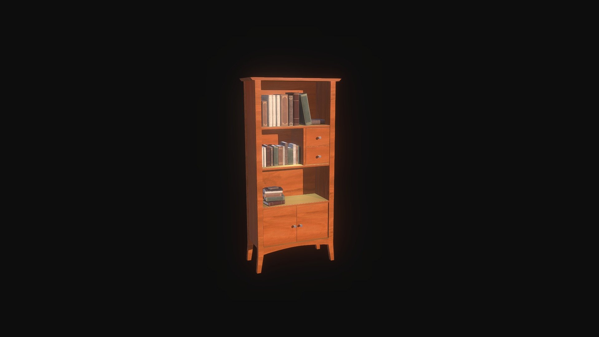 Real size bookself.easy to use this model AR&amp;VR - Book_shelf_Low Poly - Download Free 3D model by Vigneshwar (@rikki23) 3d model