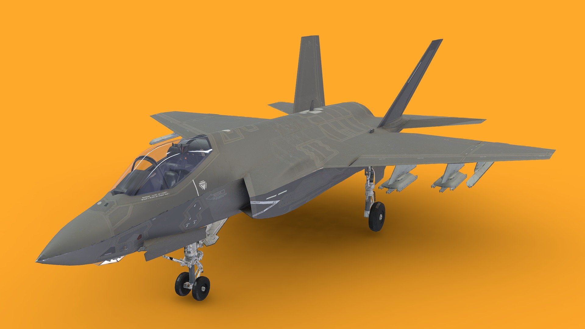 The Lockheed Martin F-35 Lightning II is an American family of single-seat, single-engine, all-weather stealth multirole combat aircraft that is intended to perform both air superiority and strike missions. It is also able to provide electronic warfare and intelligence, surveillance, and reconnaissance capabilities.

The aircraft has three main variants: the conventional takeoff and landing F-35A, the short take-off and vertical-landing F-35B, and the carrier-based F-35C.

The F-35 first flew in 2006 and entered service with the U.S. Marine Corps F-35B in July 2015, followed by the U.S. Air Force F-35A in August 2016 and the U.S. Navy F-35C in February 2019. The aircraft was first used in combat in 2018 by the Israeli Air Force. The U.S. plans to buy 2,456 F-35s through 2044, which will represent the bulk of the crewed tactical aviation of the U.S. Air Force, Navy, and Marine Corps for several decades; the aircraft is planned to be a cornerstone of NATO and U.S.-allied air power and to operate until 2070 3d model