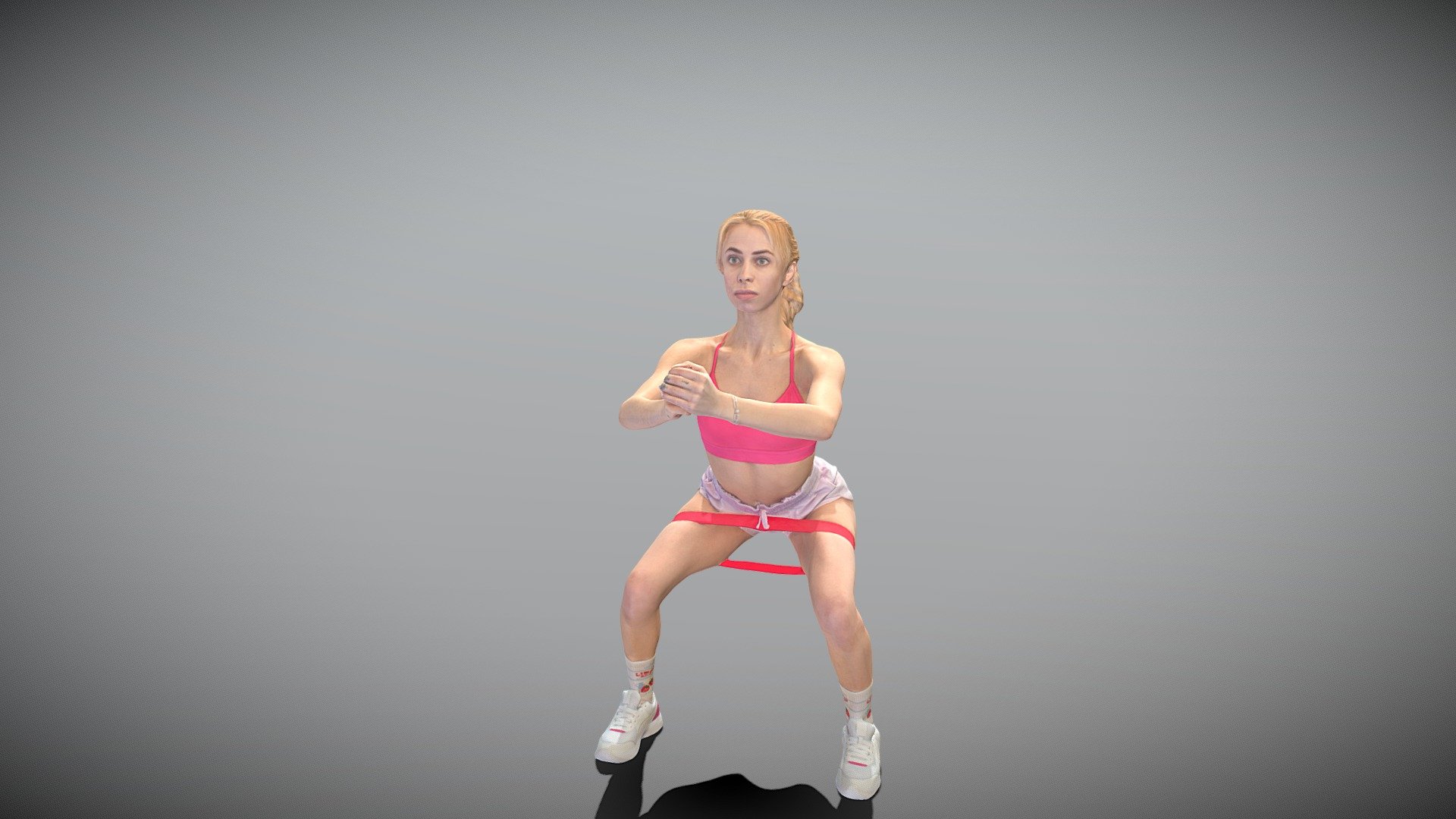 This is a true human size and detailed model of a sporty young woman of Caucasian appearance dressed in sportswear. The model is captured in casual pose to be perfectly matching various architectural and product visualizations, as a background or mid-sized character on a sports ground, gym, beach, park, VR/AR content, etc.

Technical specifications:




digital double 3d scan model

150k &amp; 30k triangles | double triangulated

high-poly model (.ztl tool with 5 subdivisions) clean and retopologized automatically via ZRemesher

sufficiently clean

PBR textures 8K resolution: Diffuse, Normal, Specular maps

non-overlapping UV map

no extra plugins are required for this model

Download package includes a Cinema 4D project file with Redshift shader, OBJ, FBX, STL files, which are applicable for 3ds Max, Maya, Unreal Engine, Unity, Blender, etc. All the textures you will find in the “Tex” folder, included into the main archive.

3D EVERYTHING

Stand with Ukraine! - Pretty woman exercising with resistance band 442 - Buy Royalty Free 3D model by deep3dstudio 3d model