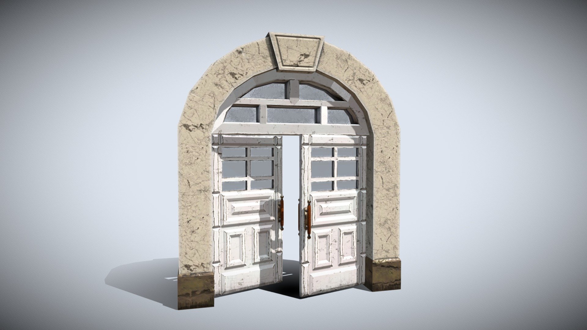 Old train station door, made up of 3 models. Door frame, glass arch and door. Realistic models with few polygons, good for use in games. The 3d models come separately so you can assemble them to your liking. In additional download there are more formats, .dae .fbx .obj 3d model