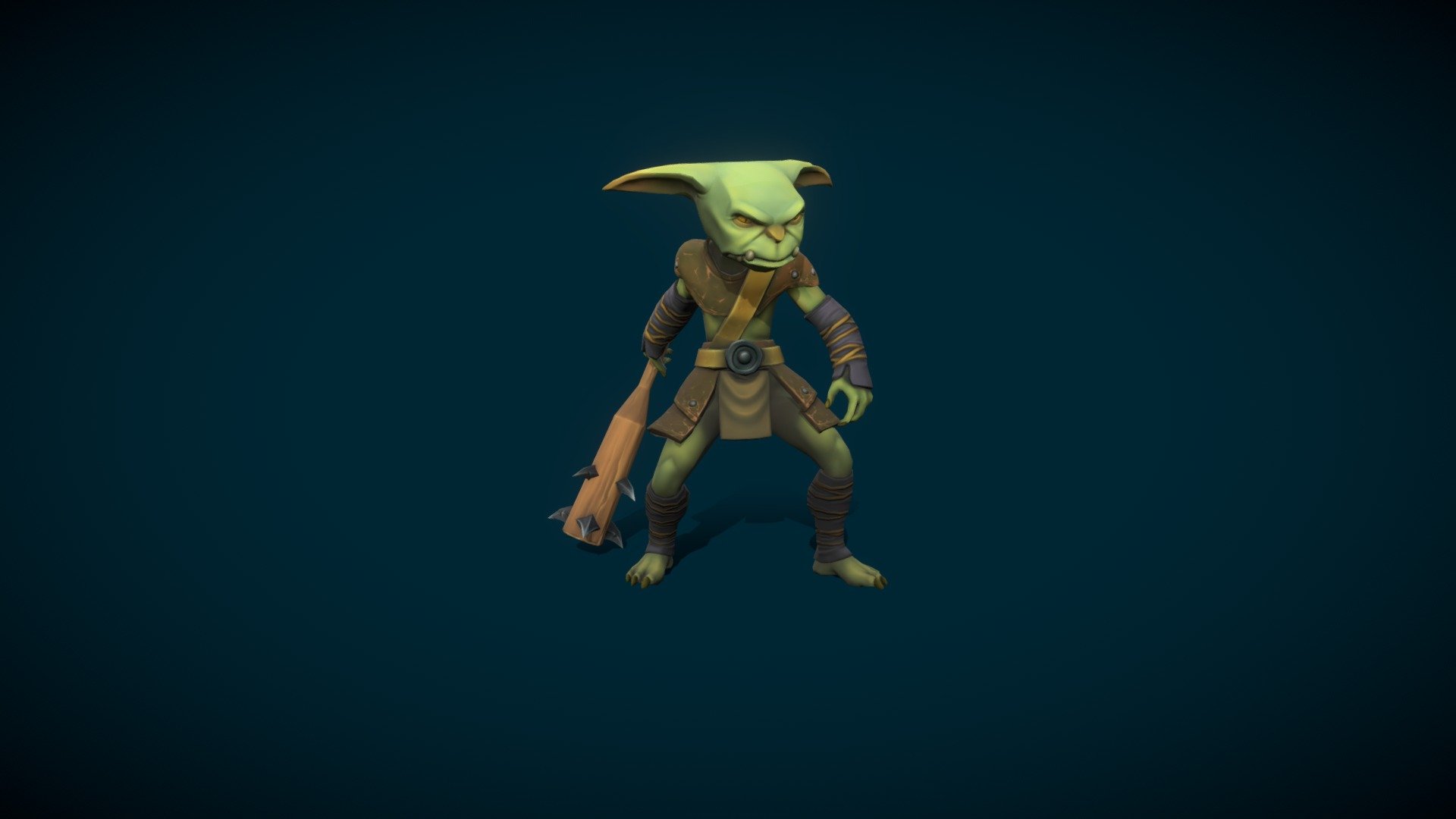 Model has 5.8438 tris. 2.778 vert.
Textures: Diffuse, normal, Metallic map (Body 2048x2048 size), (Weapon 1024x1024 size)

Animations:7


Idle
Run
Attack 1
Attack 2
Attack 3
Get hit
Death
 - Goblin ( 2 skin, 7 animations ) - 3D model by TimFunCG 3d model