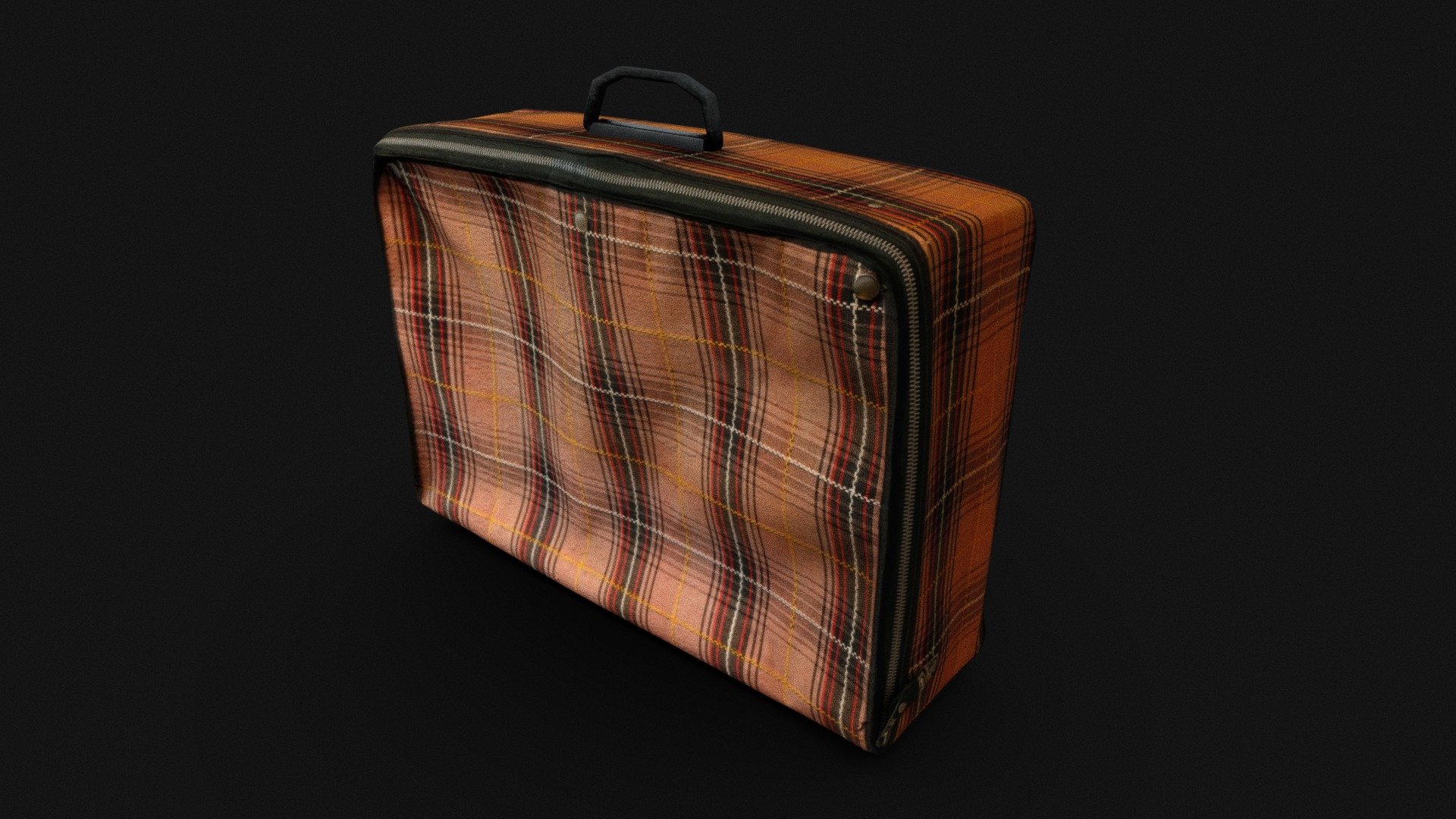 Antique scanned cloth suitcase with retopology prepared for videogames 3d model