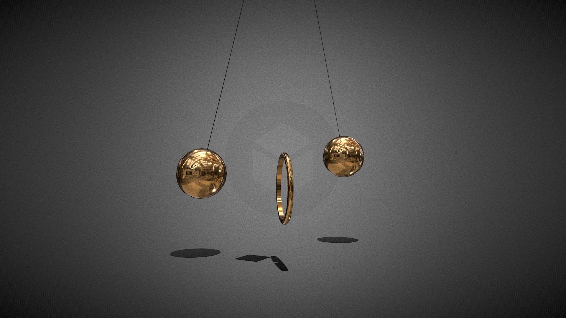 Satisfying animation of two swinging copper pendulums going through a ring with a small section cut out. Compatible with the open-source virtual world Decentraland.

3D model and animation by FGR3D of Low Poly Models 3d model