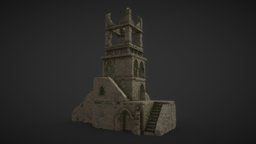 Ruin Watchtower tower, tall, ruin, ancient, ruins, watchtower, old, mossy, gameasset, house, structure, building, rock, gameready, wall