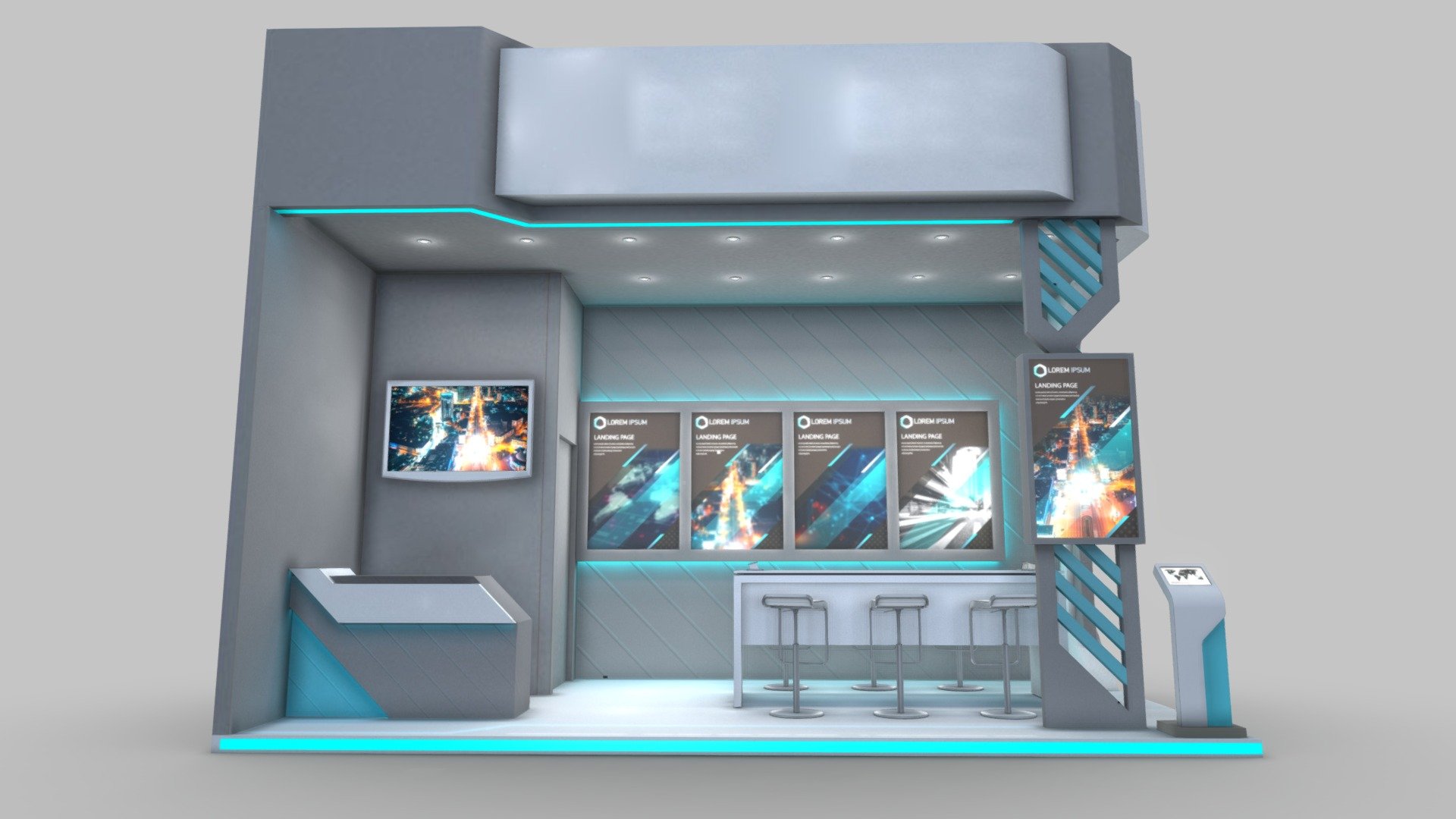 Hi.... This is Exhibition stand design 
used for the purposes of promoting services and goods at a pameman event

This model has set in autodesk 3Ds max 2018 _ V-ray Adv 3.60.03
area of the Exhibition design is 18 sqm (6x3m) - 2 open sides view
maximum height is H+4.50

Unit setup - 1.0 - centimeters
File Include: maptexture

Additional file:
Exhibition stand design 6x3m - autodesk 3ds max 2018 - Exhibition Stand 6x3m Brq - Buy Royalty Free 3D model by fasih.lisan 3d model