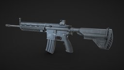 HK 416 RIFLE Low-poly 3D model rifle, fps, shooter, unreal, firearm, hk, hk416, assault-rifle, m416, weapon, unity, game, military, gameasset, gun, gameready