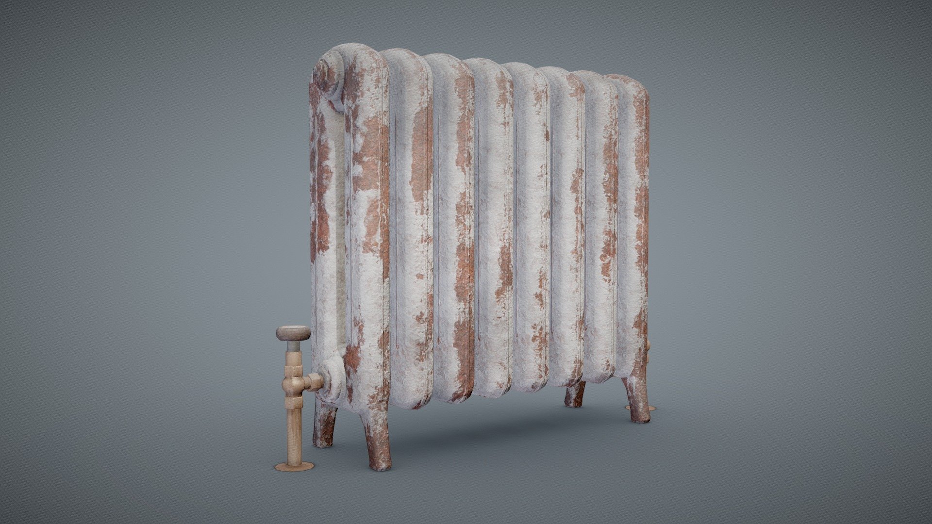 Game-ready vintage rusty iron radiator. 

In additional file you can find:
Textures for Unity5, UnrealEngine4, Unity HDRP, PBR Metal Roughness
LODs and Collision

LOD0:
Verts: 5,258 Tris: 10,540
LOD1: 
Verts: 4,315 Tris: 8,654
LOD2:
Verts: 2,203 Tris: 4,430
LOD3:
Verts: 1,468 Tris: 2,972 - Rusty Radiator (Unity5 & UnrealEngine) - Buy Royalty Free 3D model by NollieInward 3d model