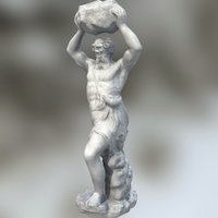 Statue of man holding rock above head statue, scann3d, man, sculpture
