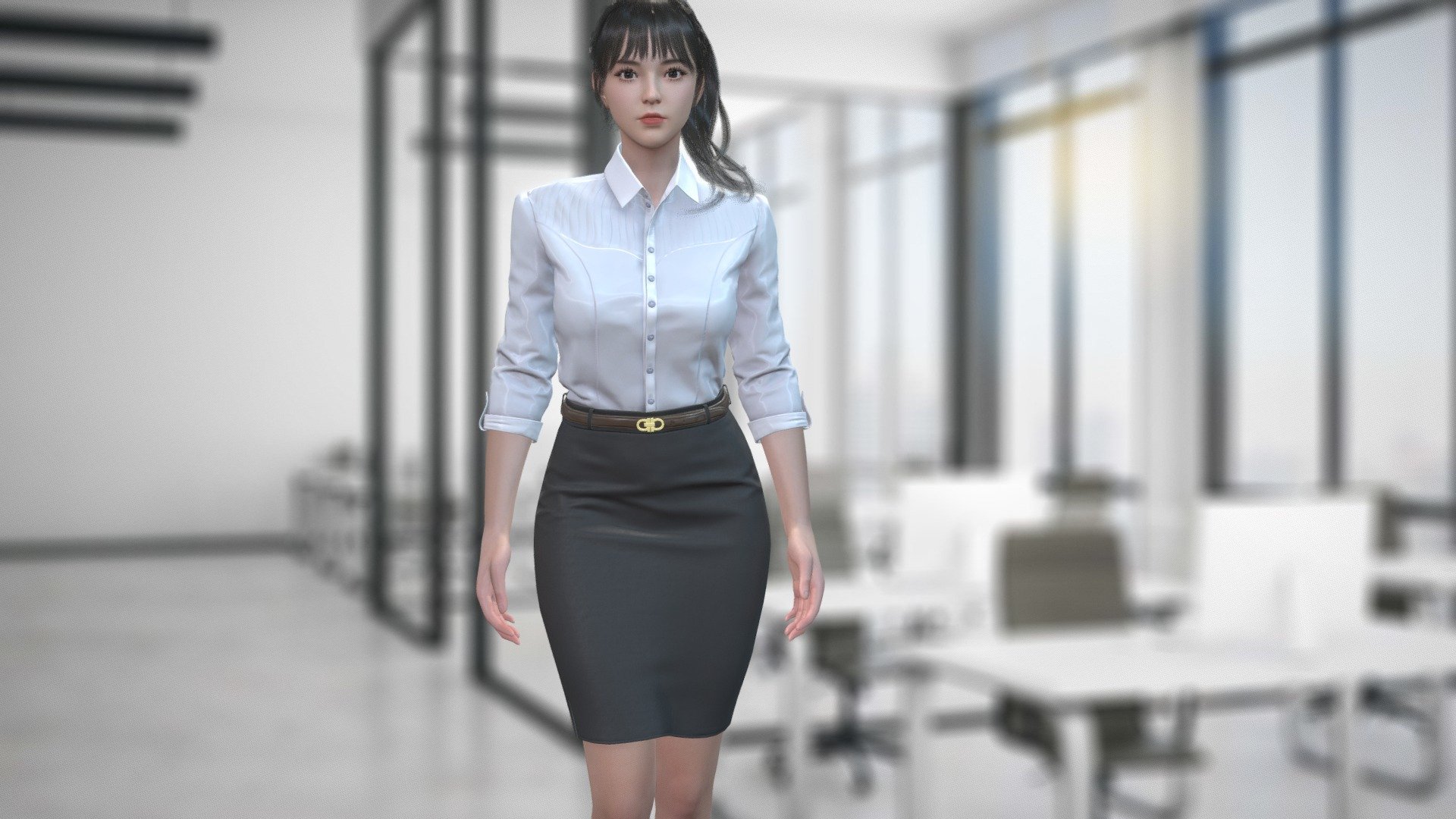 -Product name: Business woman in a working Suit Game Assests

+Low poly, game ready, rigged, PBR textures. Include nude body mesh. ready to import into Unity.

+2body versions: Full Clothes,Full Nude.

+Packaged .blend file with body rig with Auto Rig tool. Blender 2.83

Preview images is captured from unity HDRP and wireframe image screenshoted from maya.

Maya version：2016 unity version：2019.4.1 HDRP

FBX OBJ DAE format fles included.

PBR Texture size ：2048 *2048 tga format.OpenGL Normal map.

Enjoy~

More preview images and infomation please visit : https://www.artstation.com/a/1951687

未经作者允许请勿擅自转载，违者将追究法律责任。 - Female's Bussiness suit office lady Game Assests - Buy Royalty Free 3D model by Vincent Page (@vincentpage) 3d model