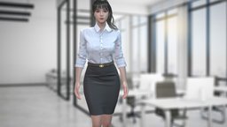 Females Bussiness suit office lady Game Assests suit, high, work, basemesh, heel, fashion, skirt, business, working, uniform, woman, outfit, wear, blouse, womancharacter, character, unity, female, clothing, woman