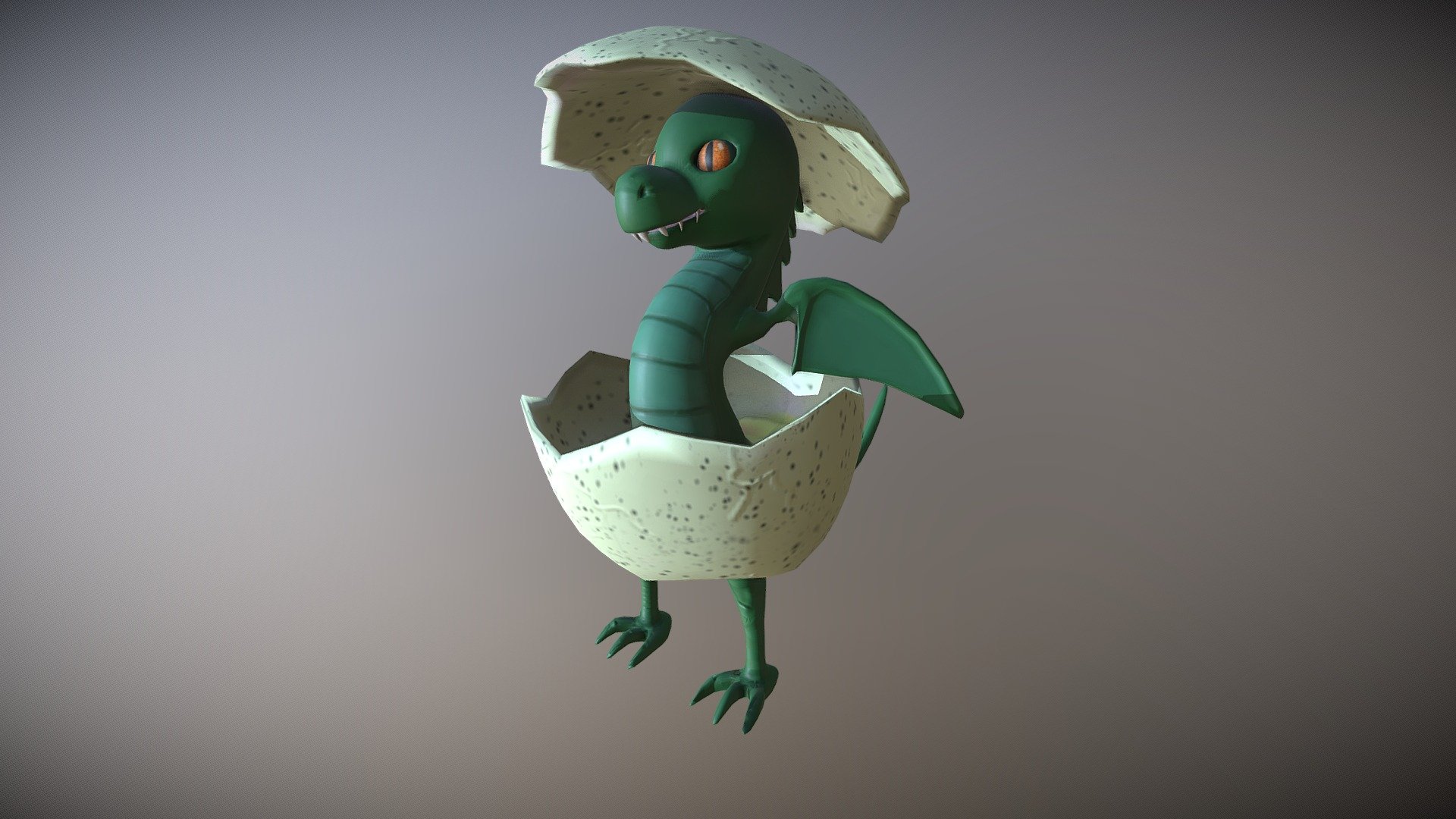 Green Baby dragon. This little guy just hatched 3d model