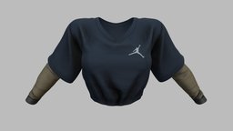 Female 2in1 Tucked In Doctor Top short, tshirt, shirt, doctor, fashion, basketball, girls, top, clothes, surgeon, sleeves, large, womens, beige, jersey, wear, 2in1, blouse, pbr, low, poly, female, blue, navy, oversize