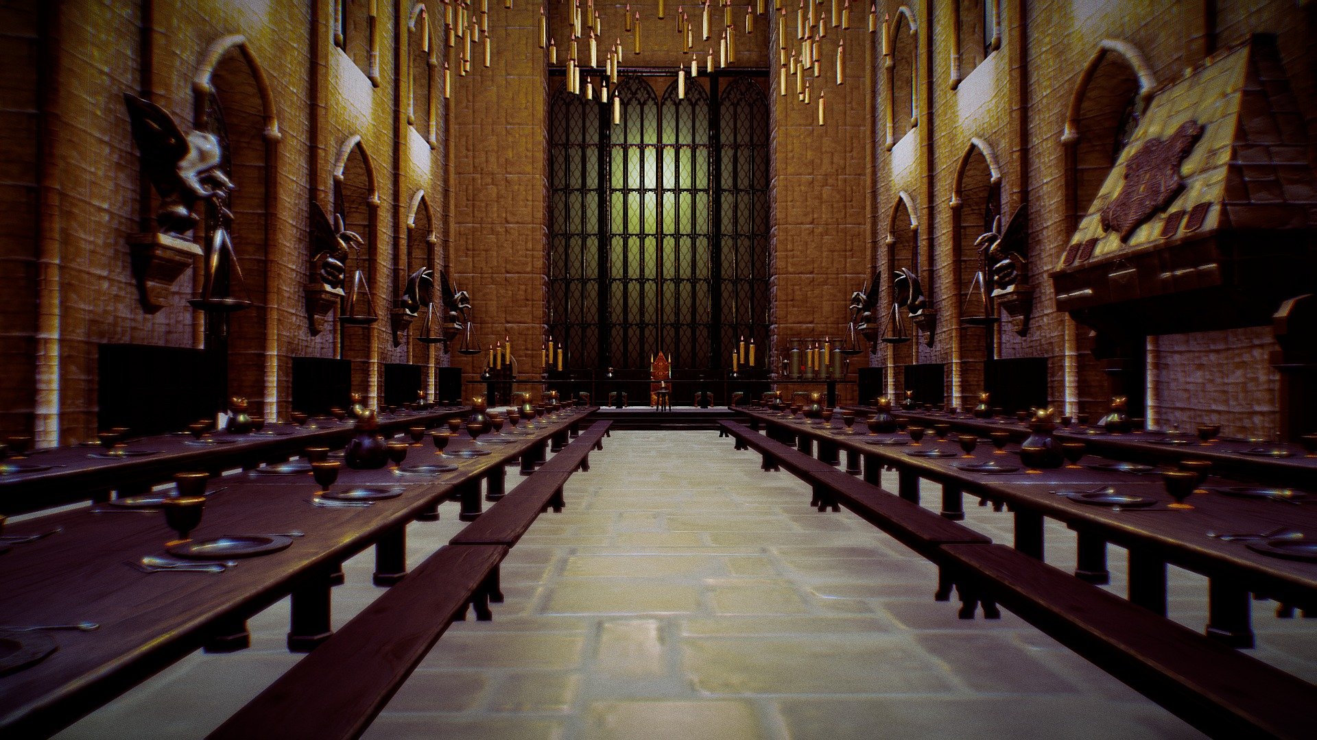 Howarts Great Hall - 3D model by Captain LowPoly (@captainlowpoly) 3d model