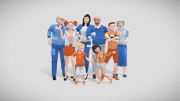 Low Poly Family Rigged Characters humanoid, style, kids, boy, people, group, pack, rig, collection, young, family, old, woman, parents, lightweight, character, girl, lowpoly, low, poly, man, home, rigged
