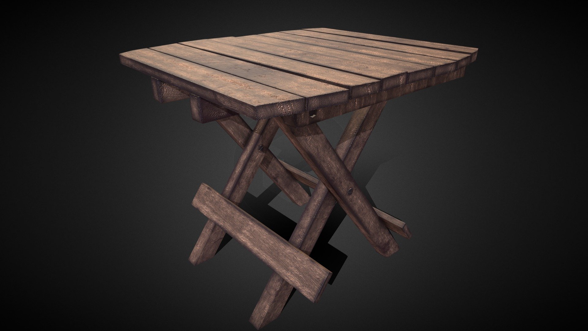 Old Wooden Table 3d lowpoly model

Includes PBR Metal/Rough detail. Game Ready!

Meshes + Textures:

Poly Count: 2k tris 
Texture Maps: Diffuse/Colour, Normal, Roughness, Metalness Texture Sizes included: - 4096 x 4096. (Textures can be scaled down inside any game engines if needed).

Features: 




Clean mesh with no co-planar faces or isolated vertices. 

No corrections or cleaning up needed. 

Correctly named in English.
 - Wooden Table Old - Buy Royalty Free 3D model by srikanthsamba 3d model