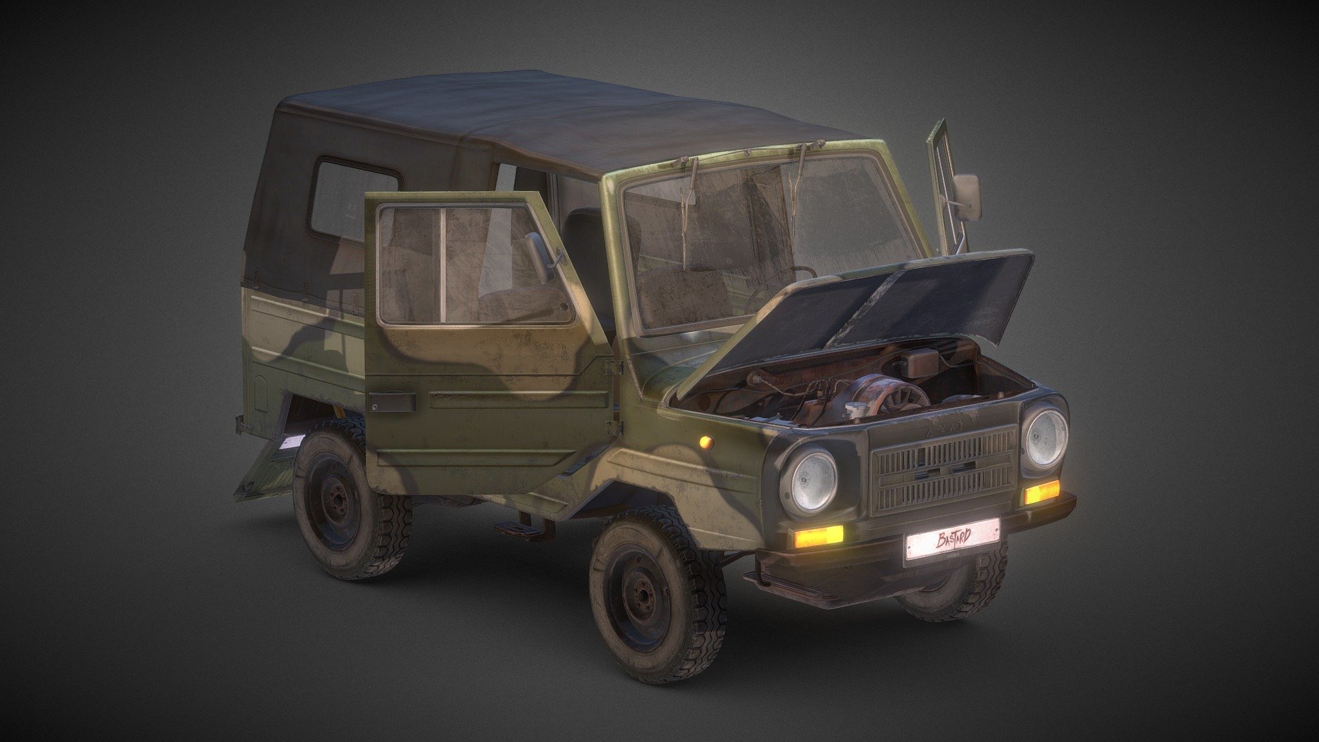 This model was created for modification in the game Dayz Standalone for Bastard Mods.

Discord - https://discord.com/invite/tBqFQQh85s

Reference - Valentin Shafransky - Dayz Bastard - Luaz 969 - 3D model by LuckyBastard (@luckybas) 3d model
