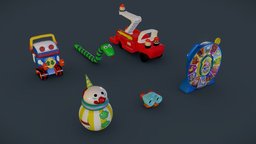 Andys toys pack 1 clown, toy, vintage, pixar, snake, disney, firetruck, toystory, oldtoy, character, robot