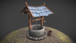 Abandoned Well well, bucket, rpg, grass, brick, paint, worn, ready, dirt, dirty, rope, damaged, town, metal, realistic, water, old, downloadable, substancepainter, substance, asset, game, model, stone, wood, free, stylized, rock, download, village, environment
