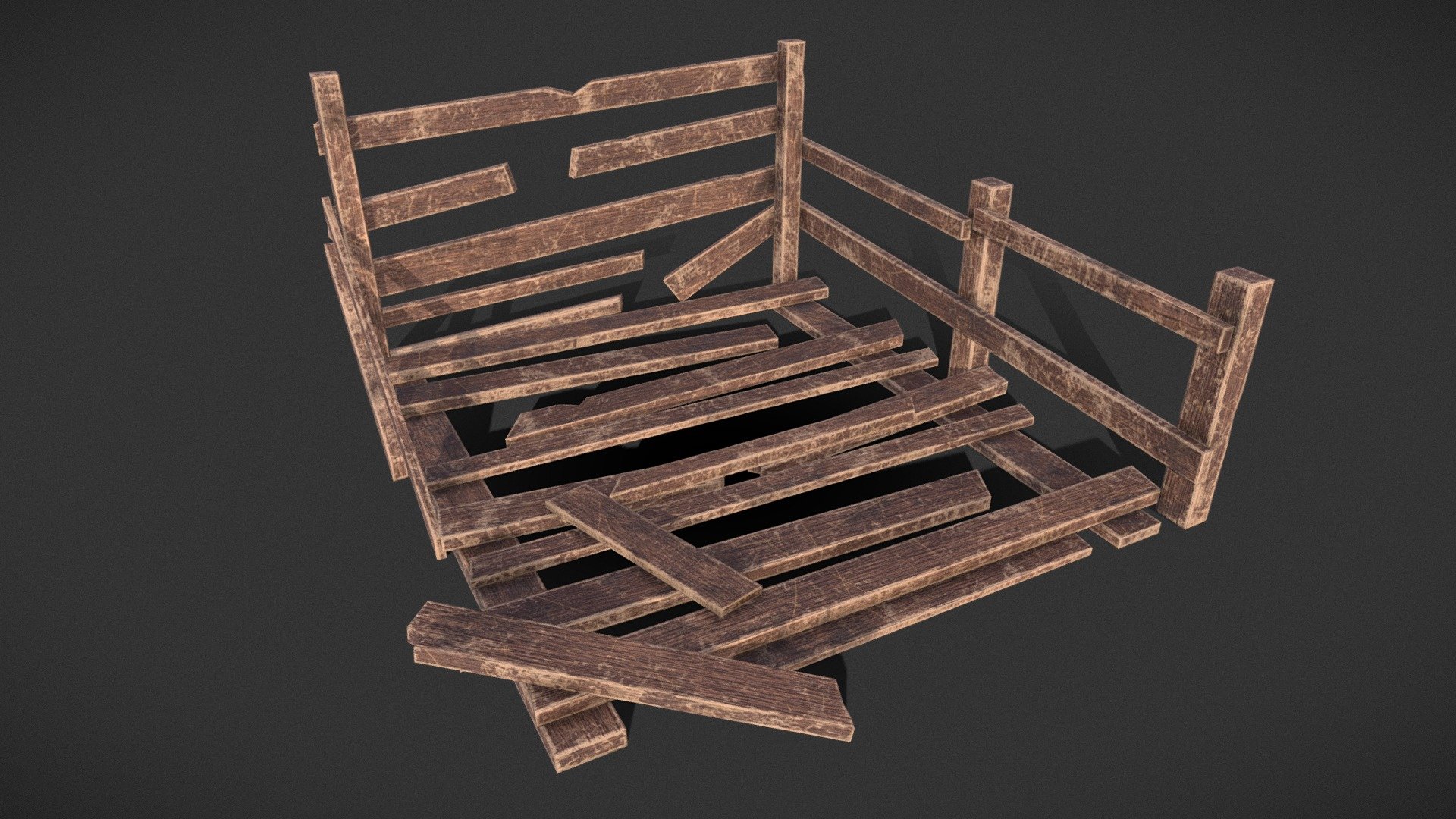 Wood Arrangement 3D Model

we also can provide, Muddy, and Very Muddy Textures. All Grey Background Preview Renders were done in Marmoset Toolbag 3.06. All Other Renders were Done in Unreal Wood Uvs all going the right direction to easily add any wood texture. One Mesh. One Material / UV. PBR Materials 4096x4096

All Preview Renders with Grey Background were done in Marmoset Toolbag 3.06 3d model
