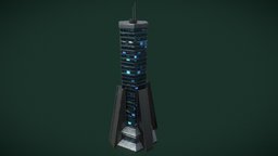Sci-fi building 7 metal, game, lowpoly, sci-fi, structure, building