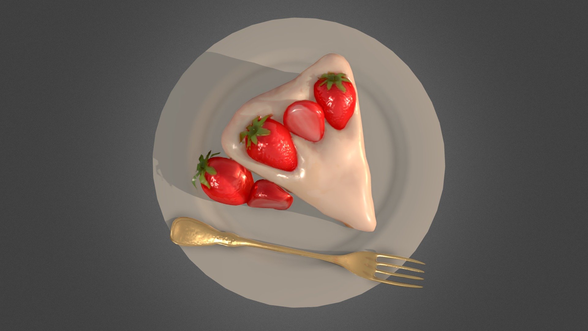 Hand Painted Strawberry Cake - 3D model by Alerien 3d model