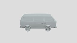 VW T3 Van scale1-100 lowpoly for 3D-printing van, vw, transporter, volkswagen, t3, 3d-printing, lowpoly, noai, vw-t3