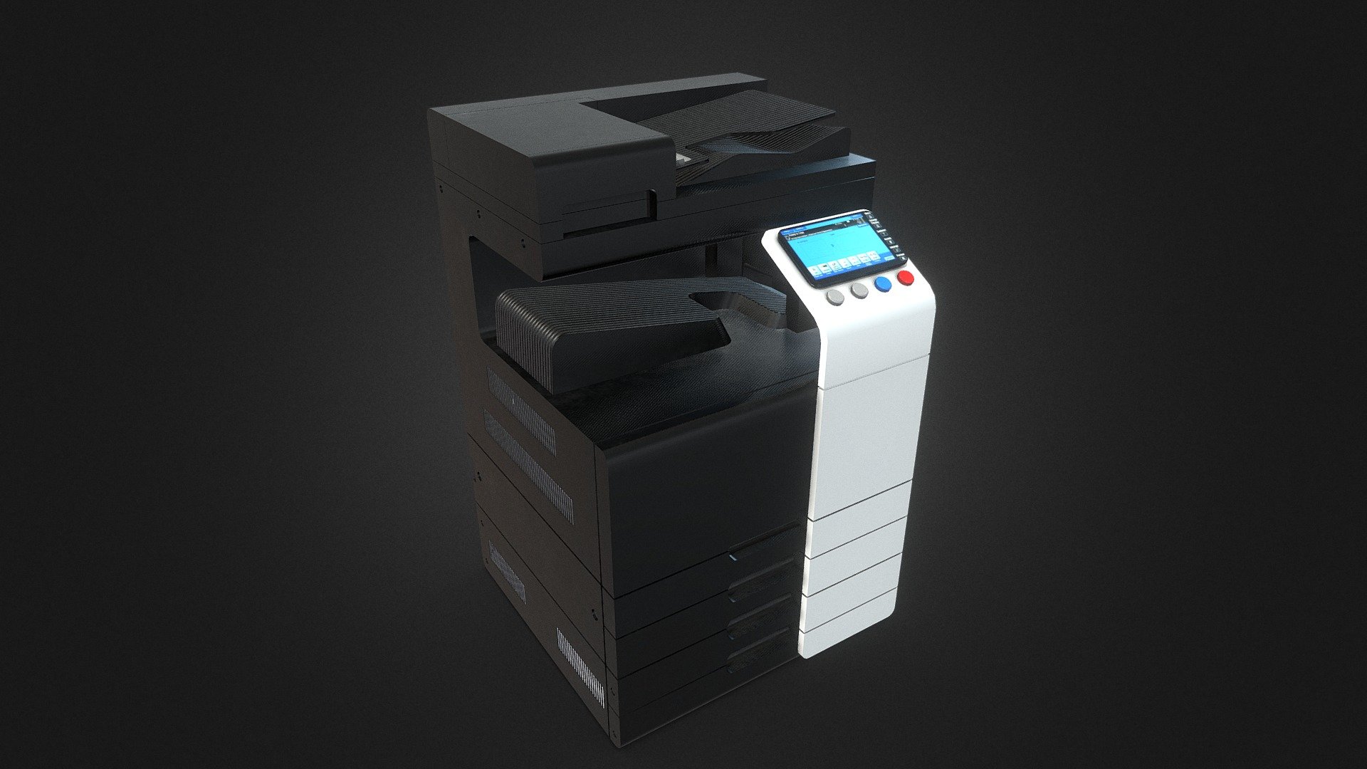 Office printer - I've used big custom buttons with intent to be used in VR aplication for easier usage - model created in Blender 3D- painted in Substance Painter

Model prepared for OctopusVR 3d model