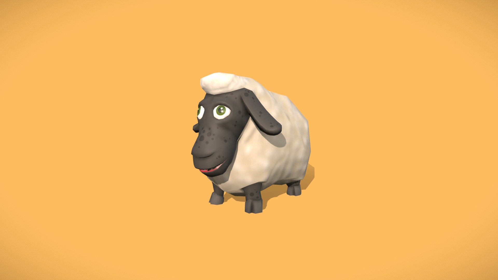 This derpy low-poly sheep is perfect for game development. Several basic animations are included like idle, walking and running. Comes in three color variations: black, white, and peach 3d model