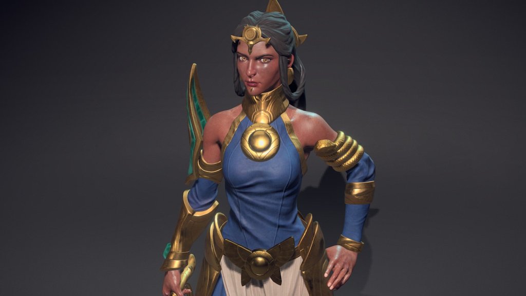 This is a sculpt of a character set in the League of Legends universe.
Based on the concept art by Thomas Randby: https://www.artstation.com/artwork/aaWJk - Nasira - 3D model by Zig Lam (@ZigLam3d) 3d model