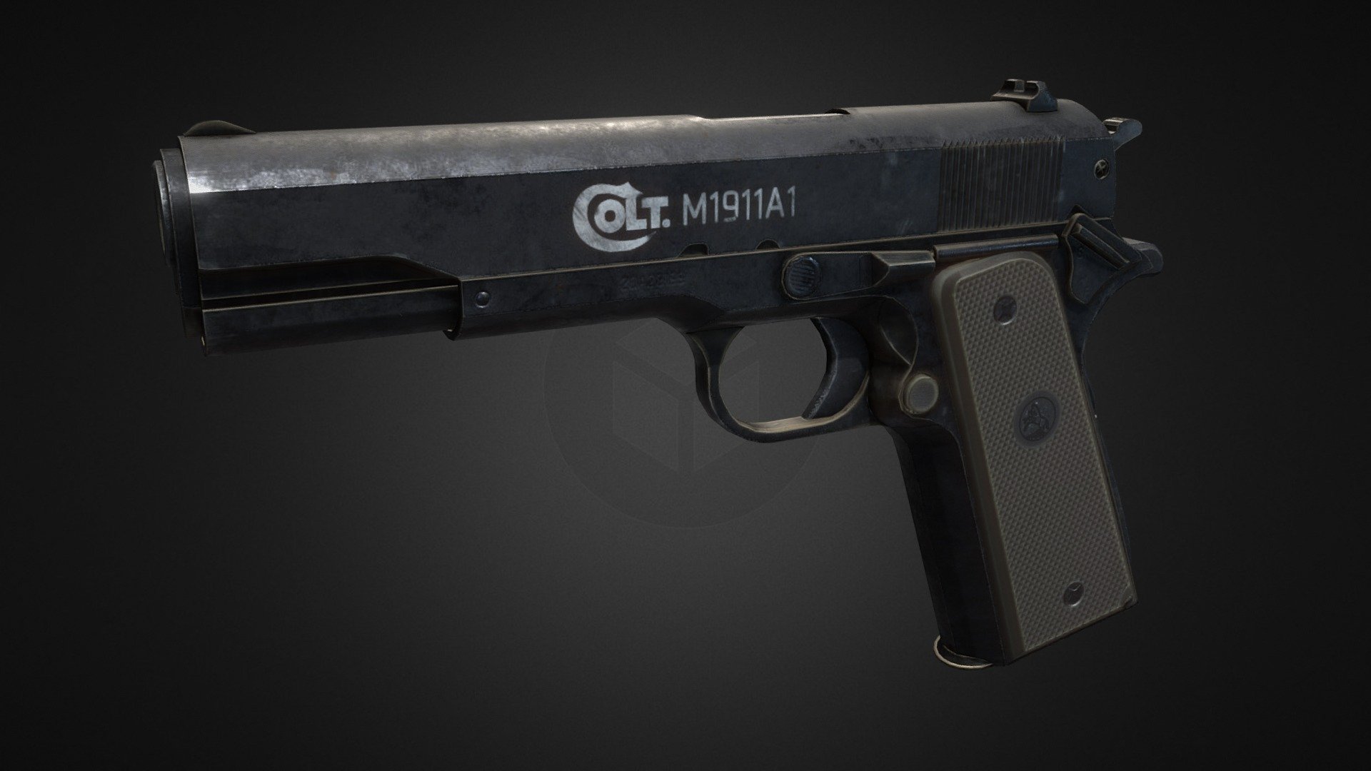 This is a gun inspired by the Colt M1911 Pistol created as a hard surface exercise 3d model