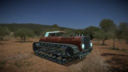 Post Apocalyptic Tracked Car postapocalyptic, hotrod, tank, 1920s, madmax, ratrod, carcombat, tracked-vehicle, demolitionderby