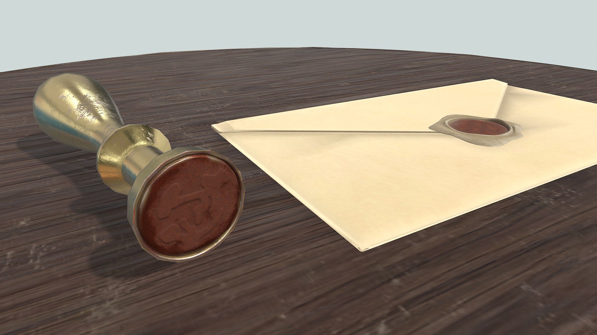 Seal and letter envelope. Sets of textures with resolution 2k (2048 pixels) are made for each item 3d model