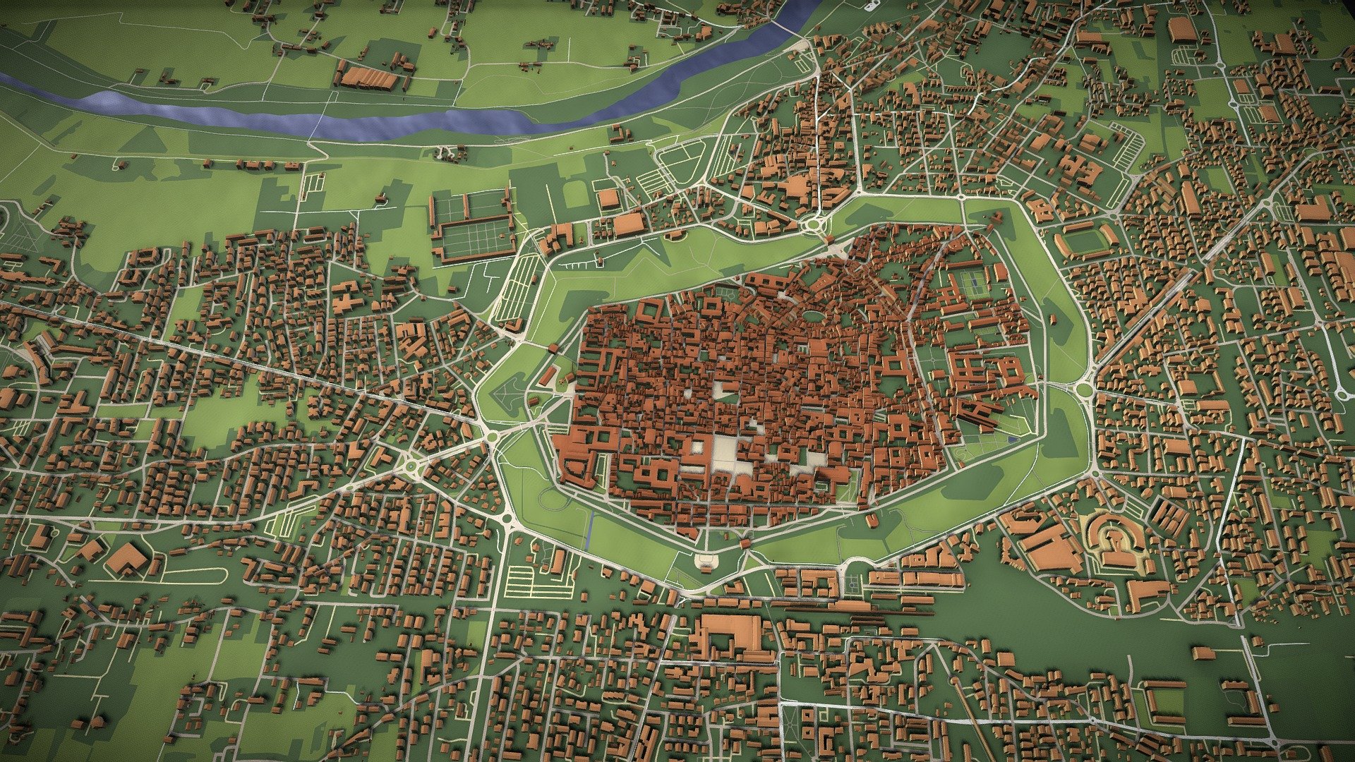 Native file by Blender

use OSM data
 - Lucca Italy - city and urban - Buy Royalty Free 3D model by Jinda (@jindaarch) 3d model