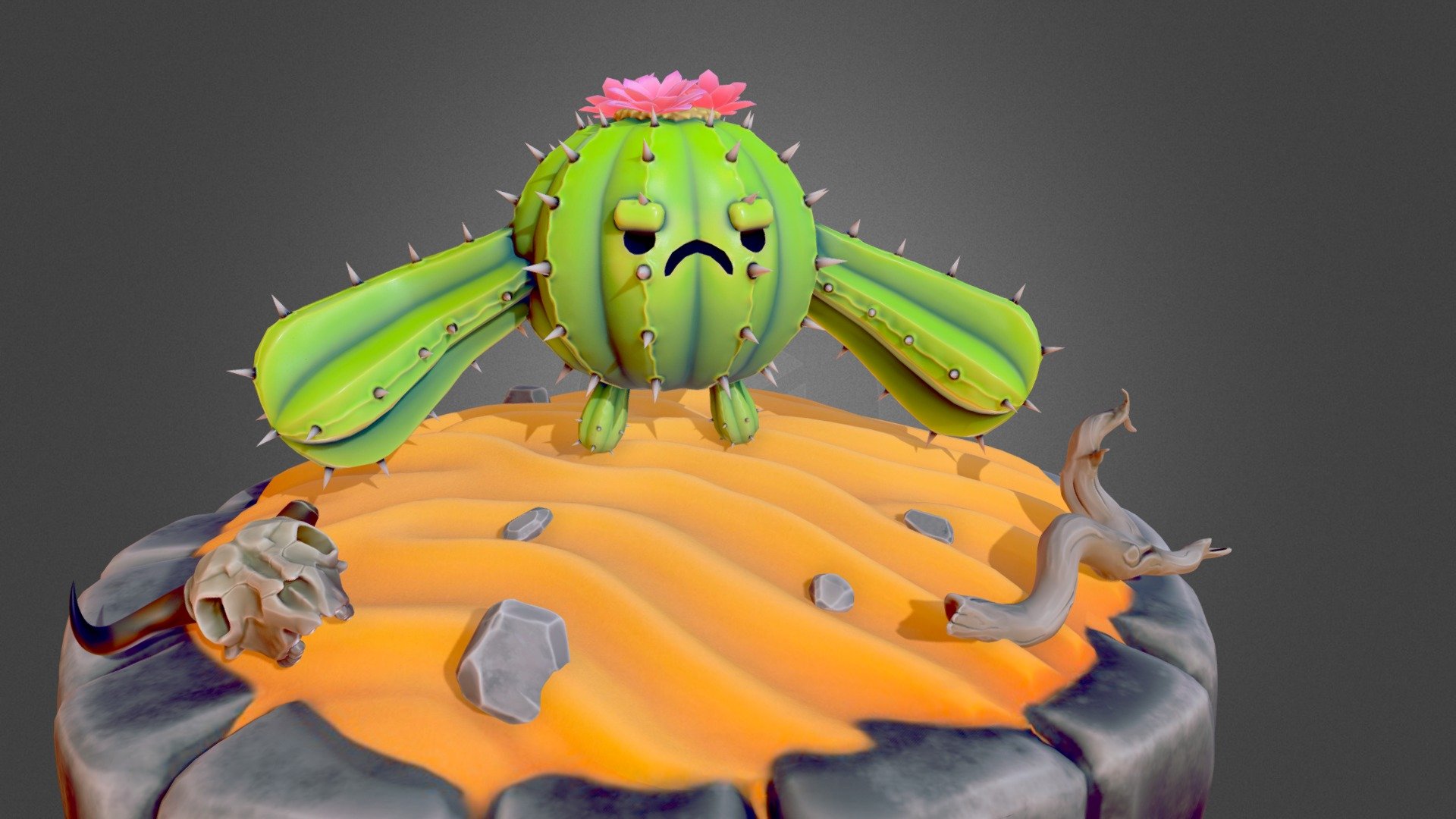 A lil cute angry cactus I made for fun, I don't normally design my own models but I really wanted to this time.
Made with Zbrush, maya and substance painter 3d model