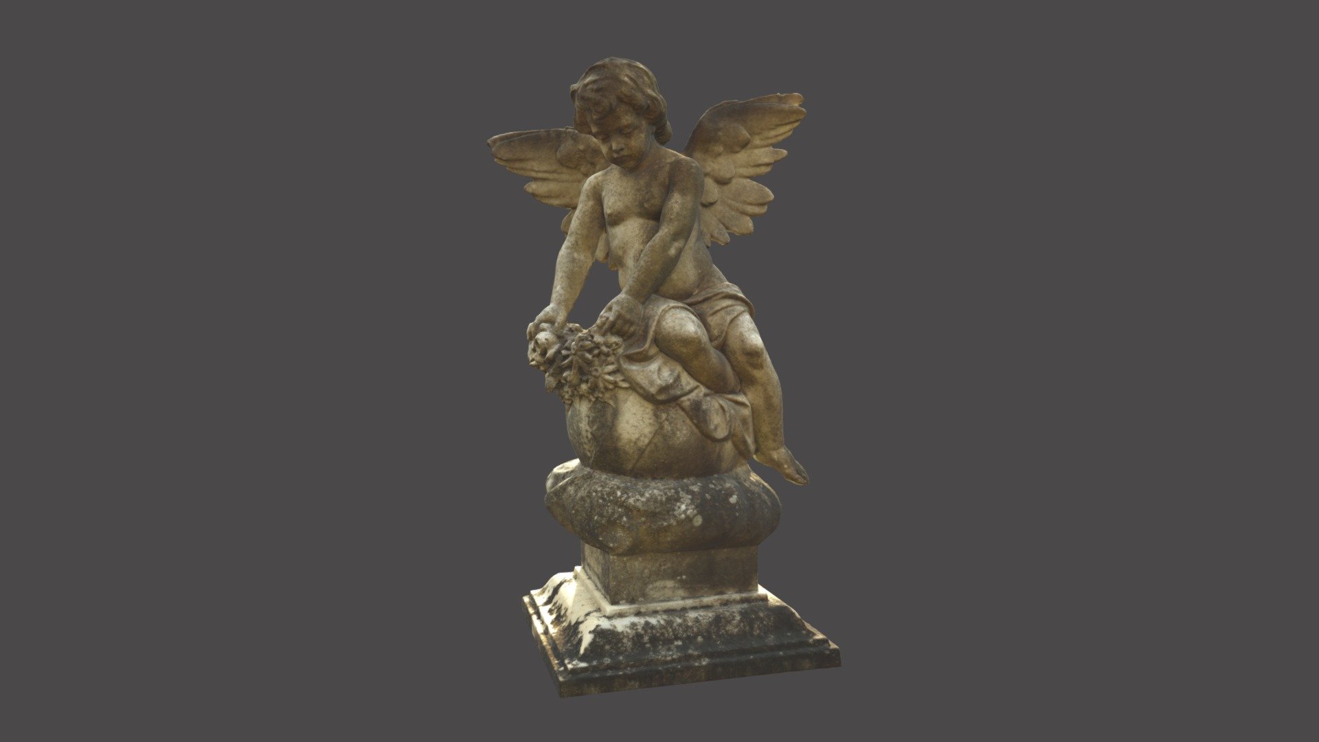 Escultura de un ángel presidiendo una tumba del cementerio de Bedford, UK 3d model