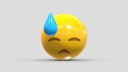 Apple Downcast Face With Sweat face, set, apple, messenger, smart, pack, collection, icon, vr, ar, smartphone, android, ios, samsung, phone, print, logo, cellphone, facebook, emoticon, emotion, emoji, chatting, animoji, asset, game, 3d, low, poly, mobile, funny, emojis, memoji