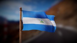 Flag of Nicaragua wind, flag, country, sign, north, atlantic, wave