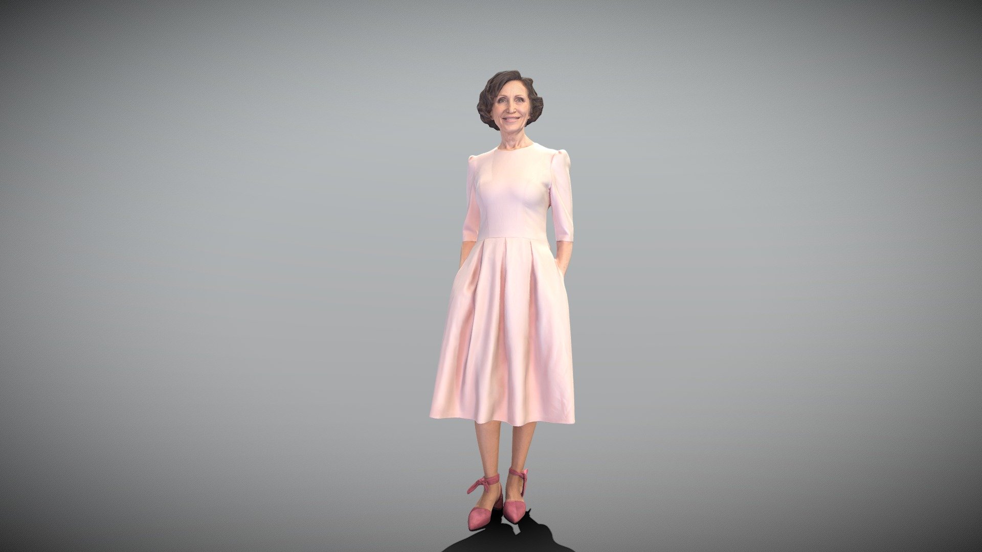 This is a true human size and detailed model of a beautiful mature woman of Caucasian appearance dressed in elegant dress. The model is captured in casual pose to be perfectly matching for various architectural, product visualization as a background character within urban installations, city designs, indoor/outdoor design presentations, VR/AR content, etc.

Technical specifications:




digital double 3d scan model

150k &amp; 30k triangles | double triangulated

high-poly model (.ztl tool with 5 subdivisions) clean and retopologized automatically via ZRemesher

sufficiently clean

PBR textures 8K resolution: Diffuse, Normal, Specular maps

non-overlapping UV map

no extra plugins are required for this model

Download package includes a Cinema 4D project file with Redshift shader, OBJ, FBX, STL files, which are applicable for 3ds Max, Maya, Unreal Engine, Unity, Blender, etc. All the textures you will find in the “Tex” folder, included into the main archive.

3D EVERYTHING

Stand with Ukraine! - Elegant mature lady in dress 395 - Buy Royalty Free 3D model by deep3dstudio 3d model