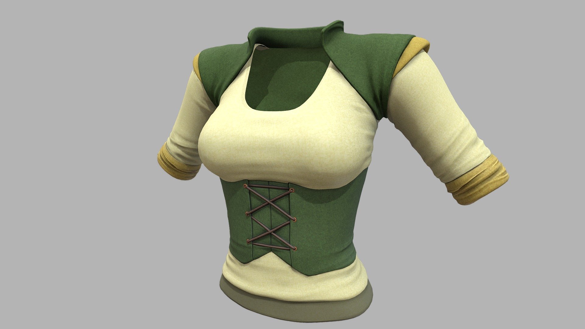 Women's Medieval Steampunk Peasant Bolero Shrug

Can be fitted to any character

Clean topology

No overlapping smart optimized unwrapped UVs

High-quality realistic textures

FBX, OBJ, gITF, USDZ (request other formats)

PBR or Classic

Type     user:3dia &ldquo;search term