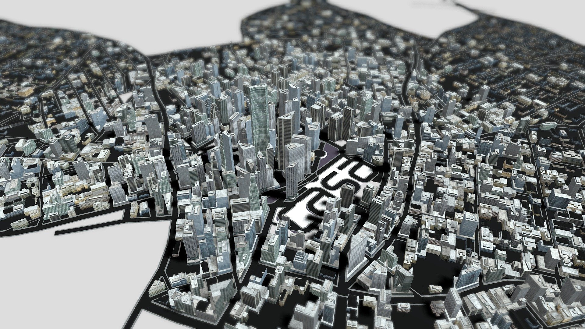 3D City made using the CASA Logo as a starting point for procedural modelling of the streets and buildings. Made as part of the first CASA Masters course at University College London, circa 2010 3d model