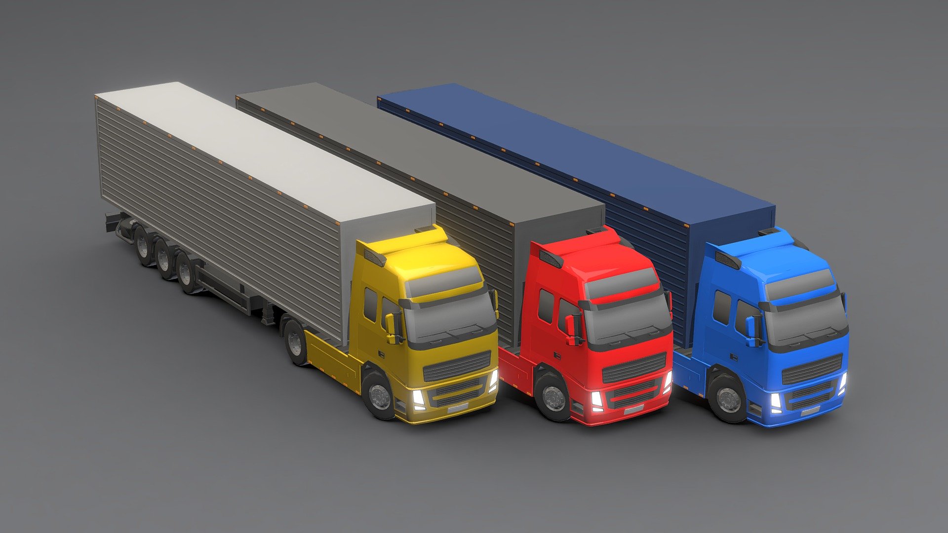 Truck Volvo Low-poly 3D.




You can use these models in any game and project.




This model is made with order and precision.




The color of the body and wheels can be changed.




Separated parts (body. wheel.Trailers ).




Very low poly.




Average poly count: 29/000 Tris.




Texture size: 128/256 (PNG).




Number of textures: 2.




Number of materials: 3.




format: fbx, obj, 3d max


 - Truck Volvo Low-poly 3D - Buy Royalty Free 3D model by Sidra (@Sidramax) 3d model