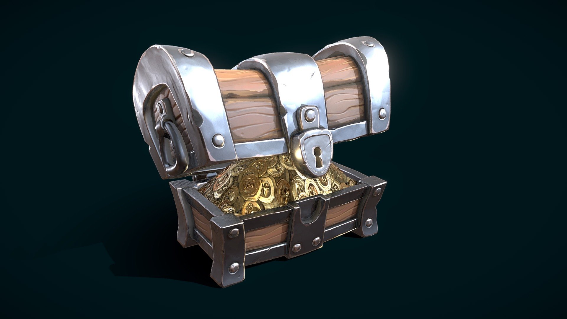 A pirate treasure chest with animation 3d model