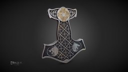 Viking Mjöllnir Amulet viking, myth, thor, mythology, runes, jewelery, mythic, amulet, mjollnir, valhalla, hmar, art, design, mjolniramulet, 3dprintobject